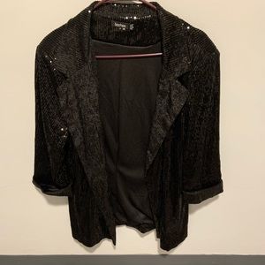 Sequin open front blazer